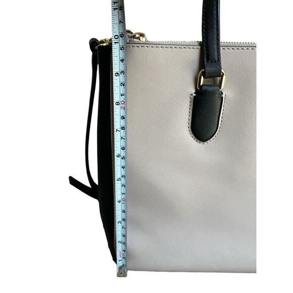 Kate Spade Leighann Laurel Way Leather Satchel Neutral Blush/Black Handbag Large - Picture 11 of 13